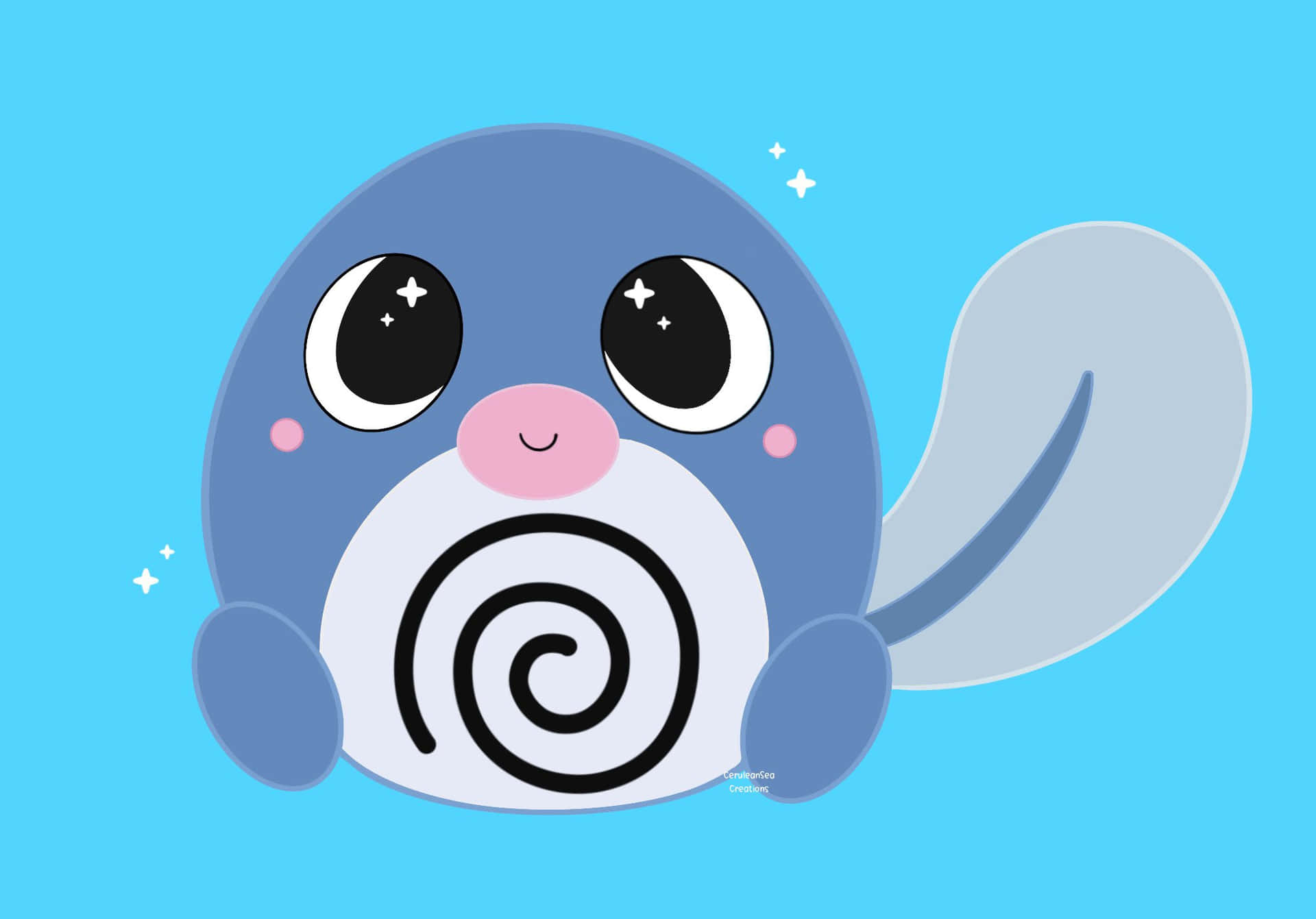 Cute Poliwag Shining Eyes Background