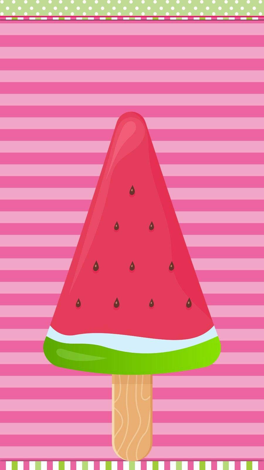 Cute Popsicle Made Of Watermelon Background