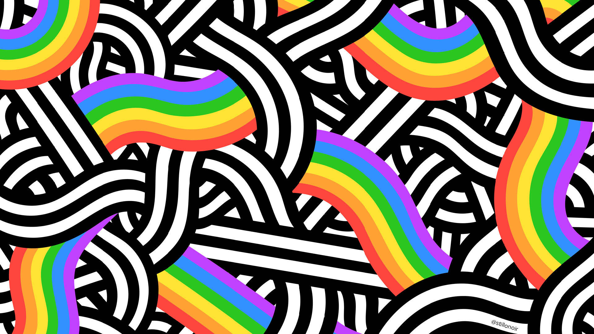 Cute Pride Rainbow And Black Pattern Art Background