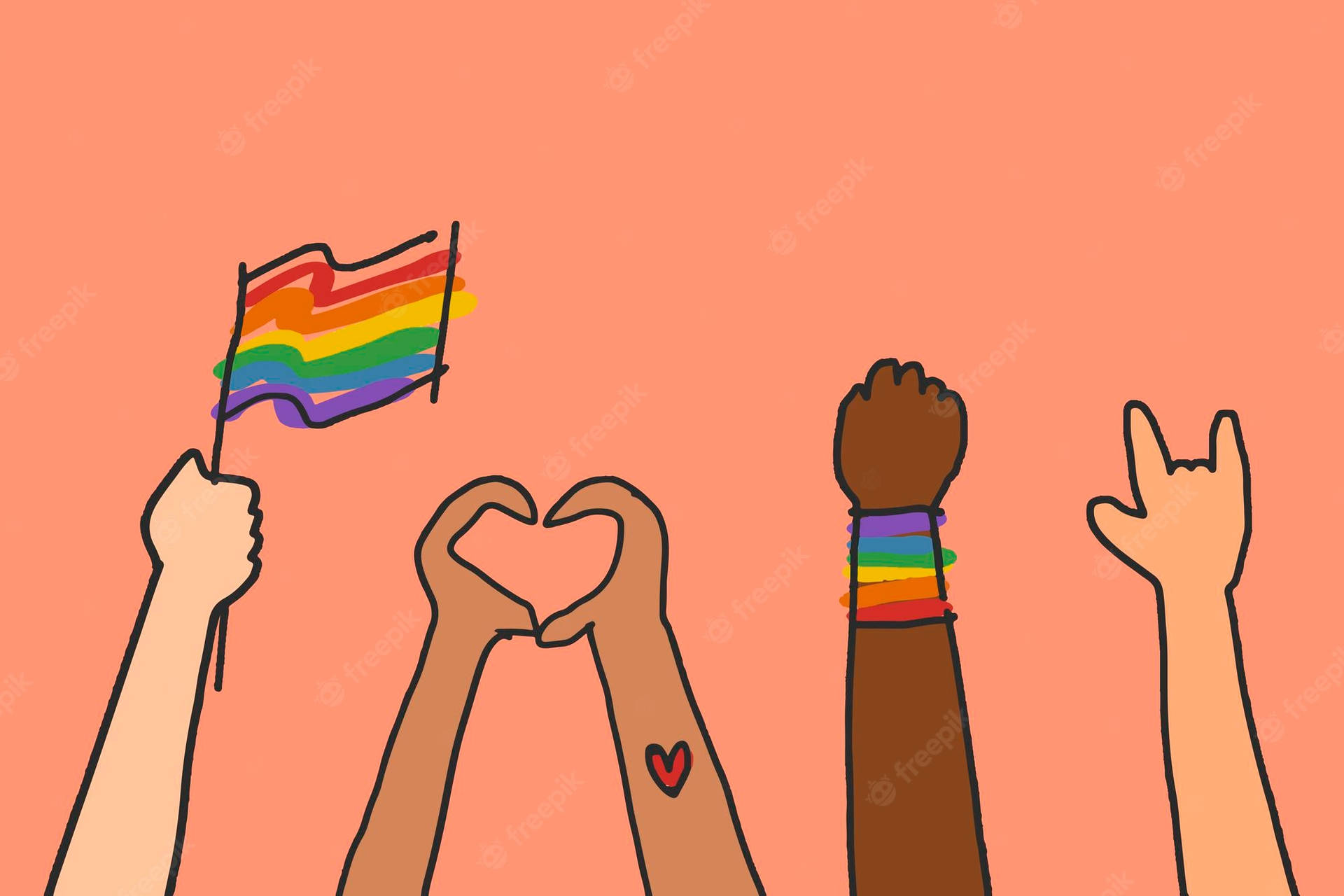 Cute Pride Raising Hand Background