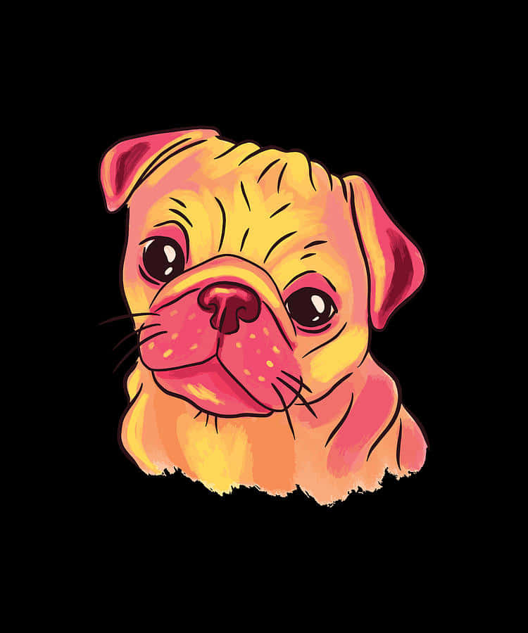 Cute Pug Digital Art Background