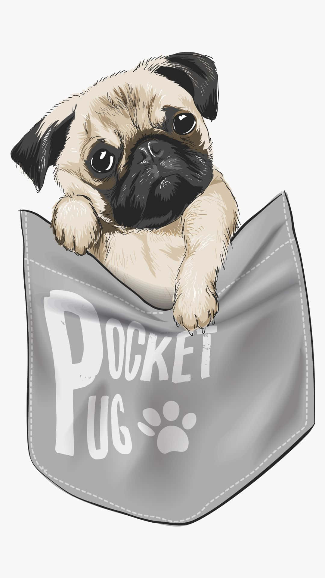 Cute Pug Illustrated Inside A Pock Background