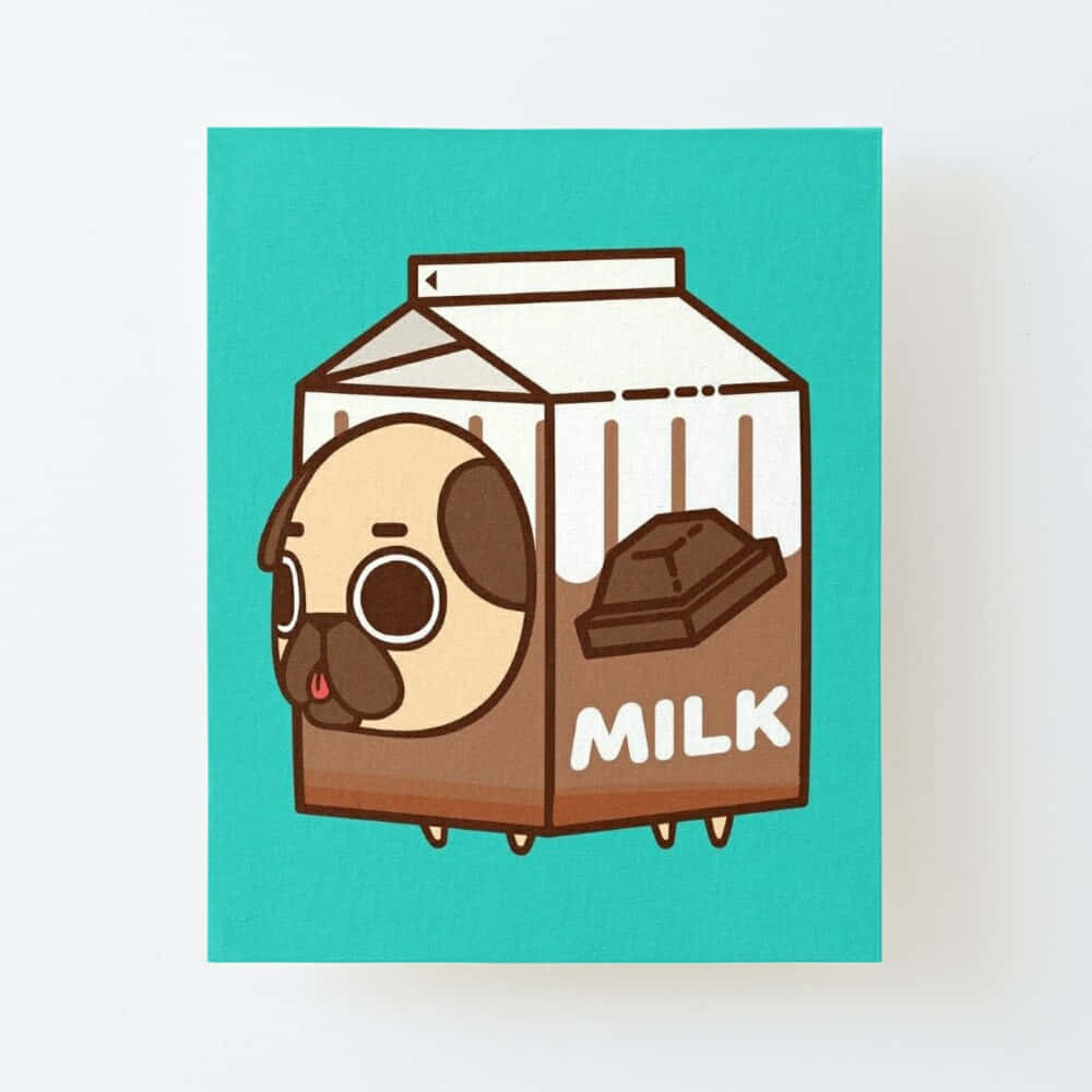 Cute Pug In A Chocolate Milk Box Background
