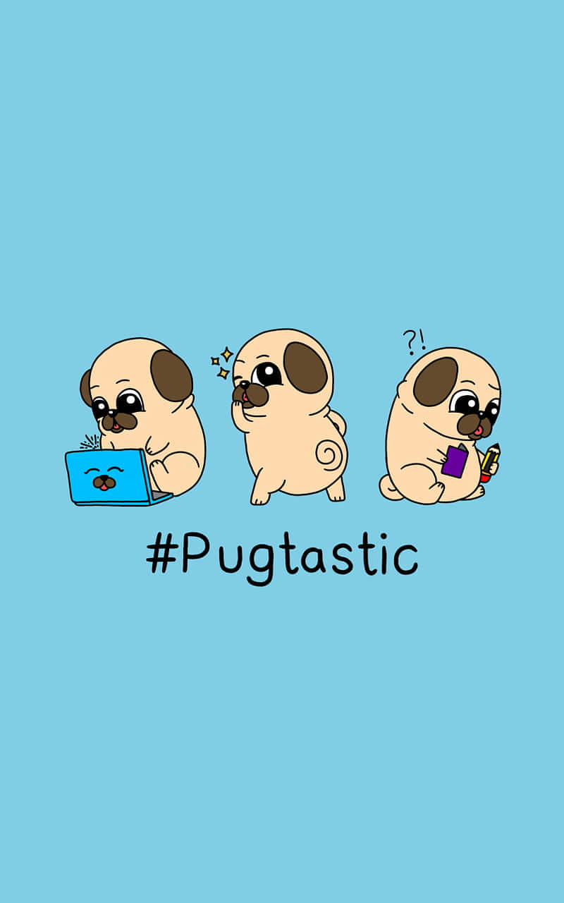 Cute Pug Pugtastic Graphic Art Background