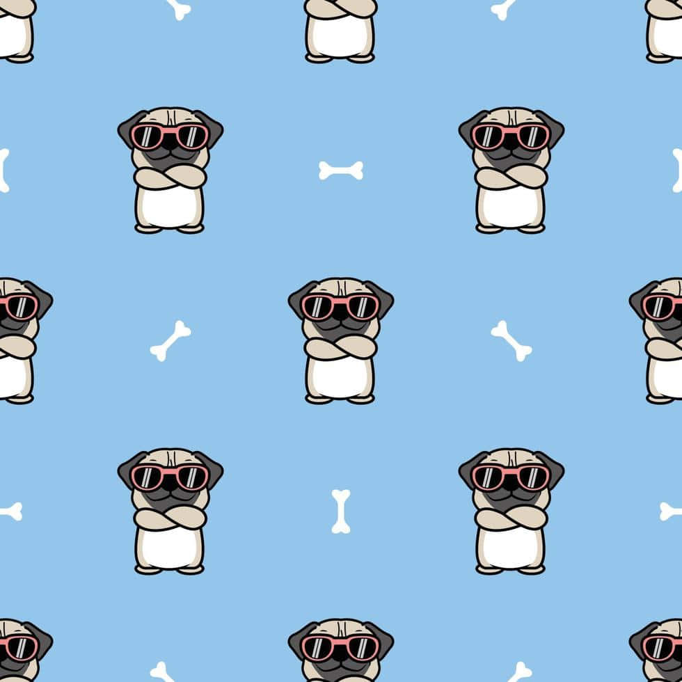 Cute Pug Wearing Shades Background
