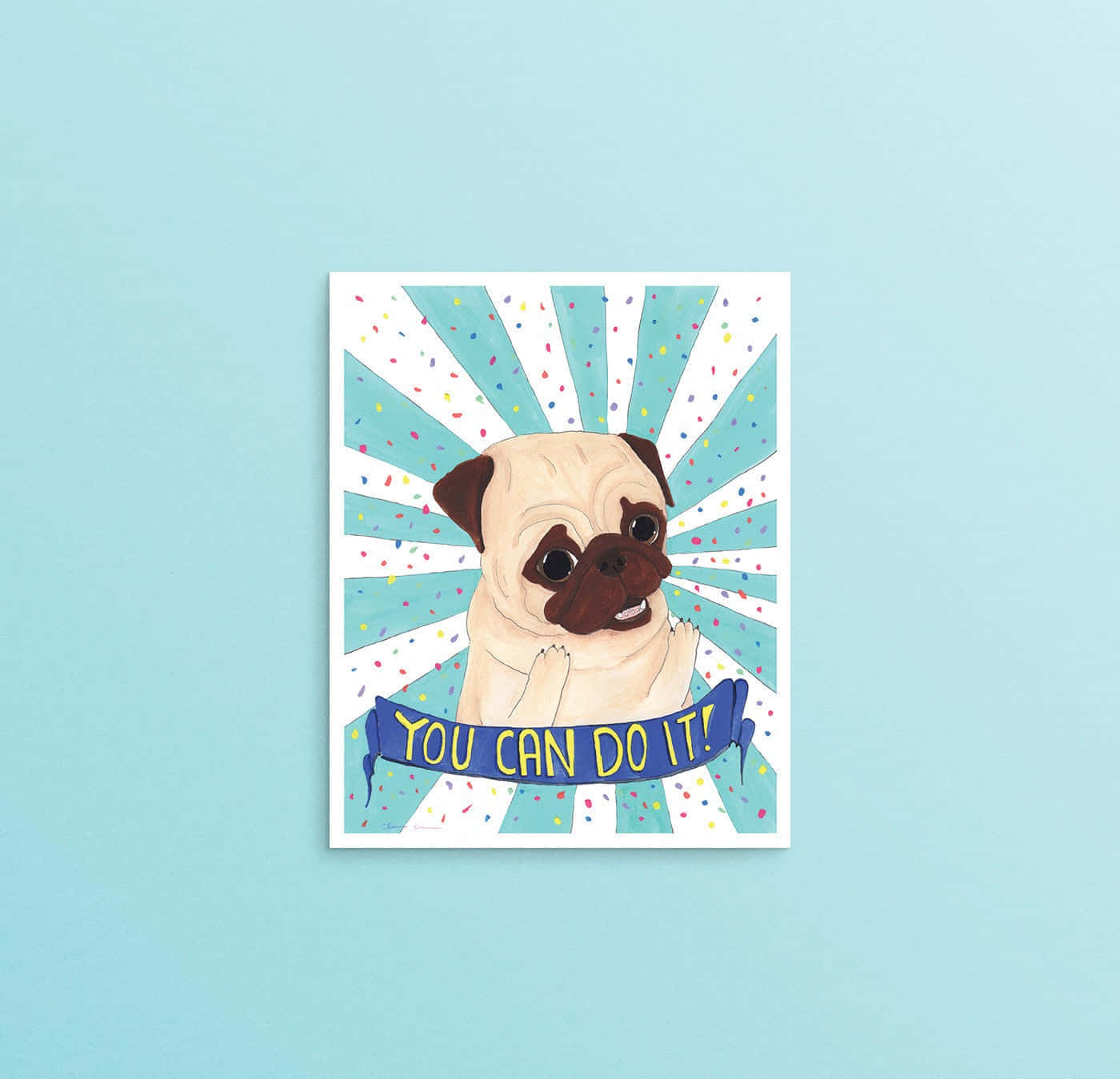 Cute Pug You Can Do It Background