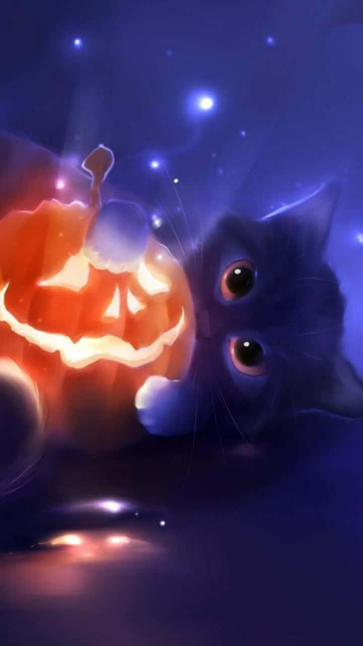 Cute Pumpkin Iphone Cat Background