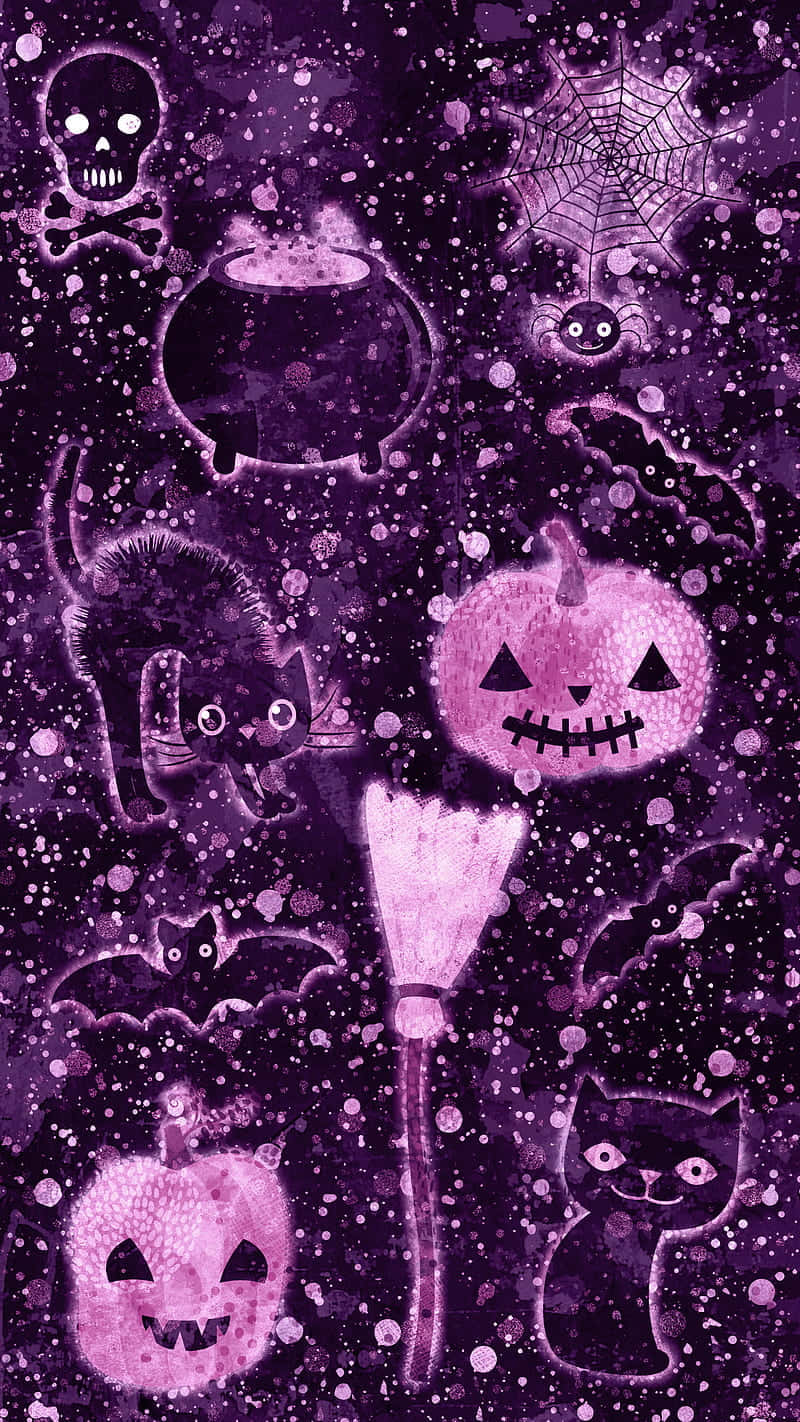 Cute Pumpkin Iphone Deep Purple Background