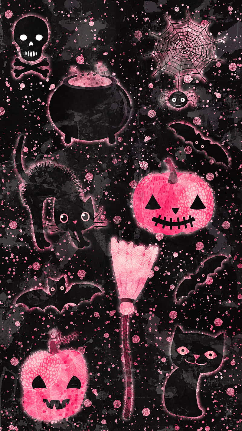 Cute Pumpkin Iphone Fuchsia Background