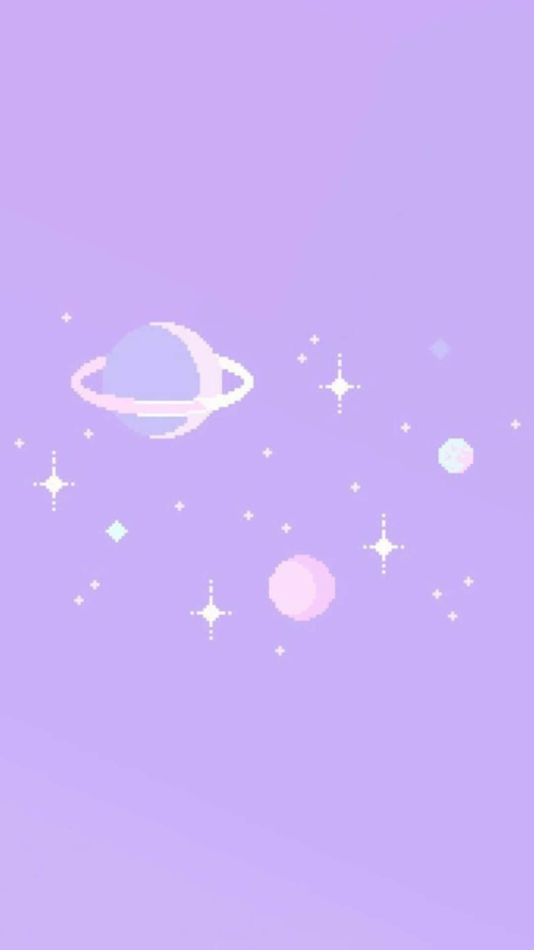 Cute Purple Aesthetic Pixelated Planet Background