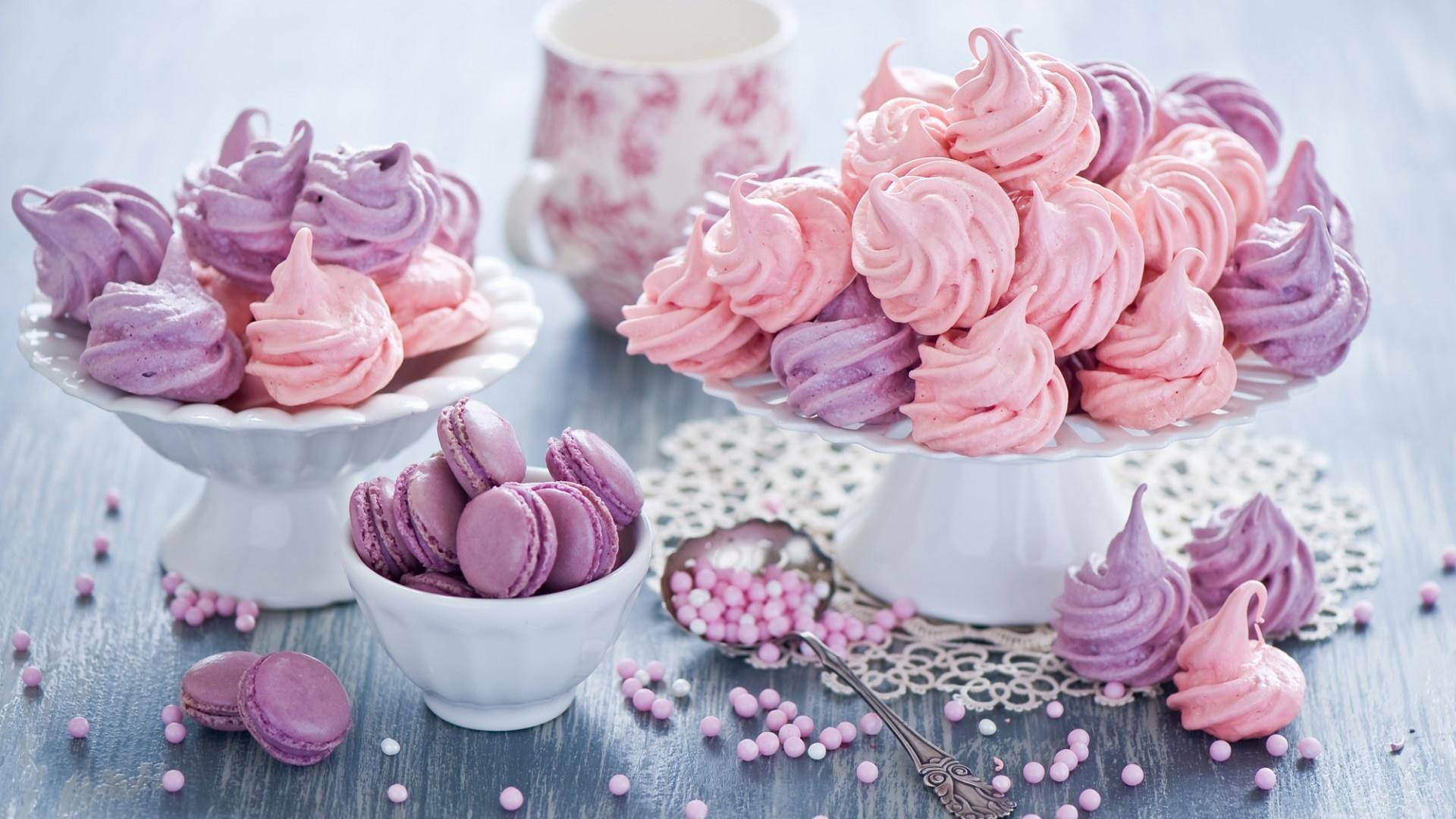 Cute Purple And Pink Meringue Cookies