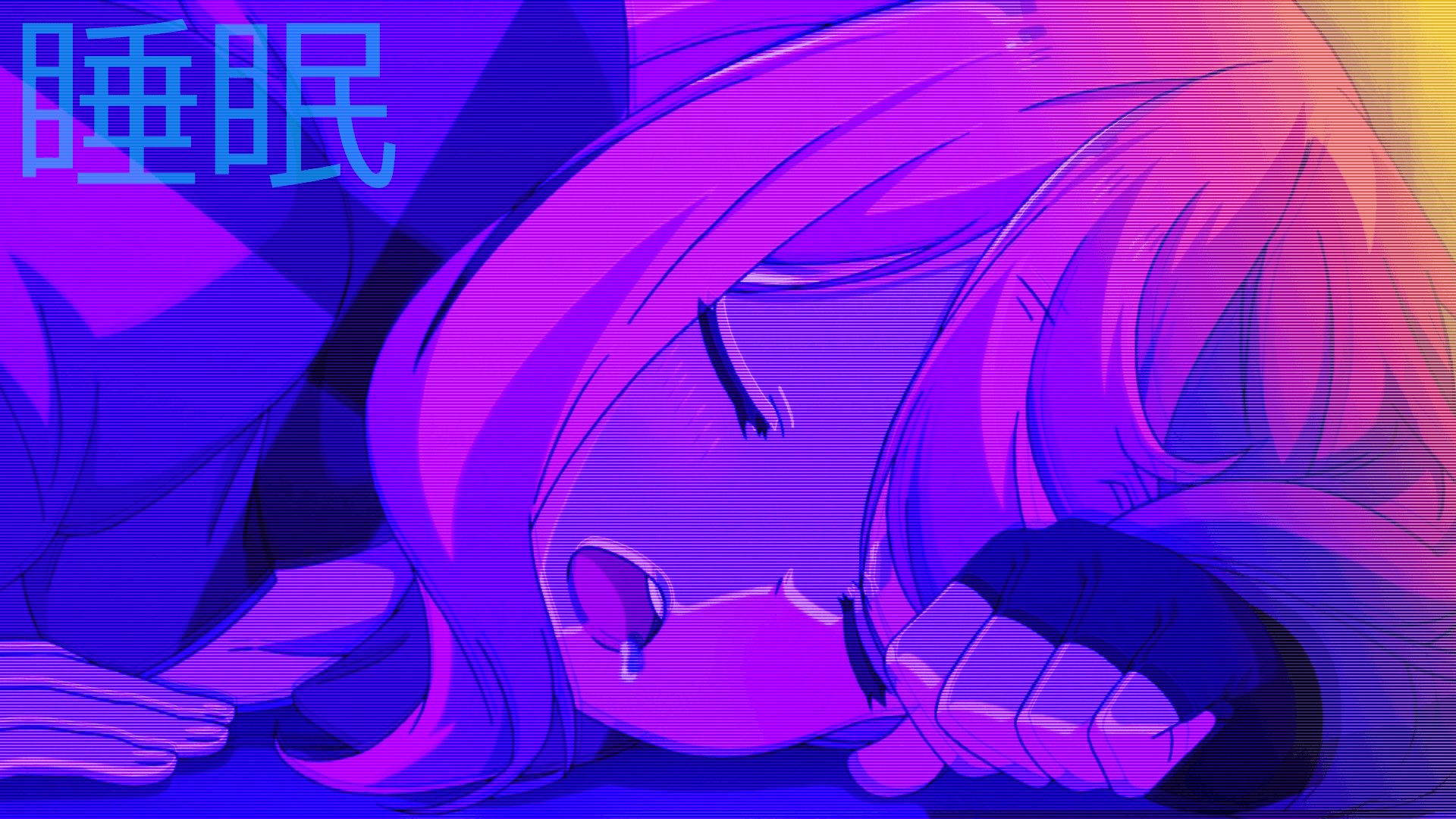 Cute Purple Anime Aesthetic Background