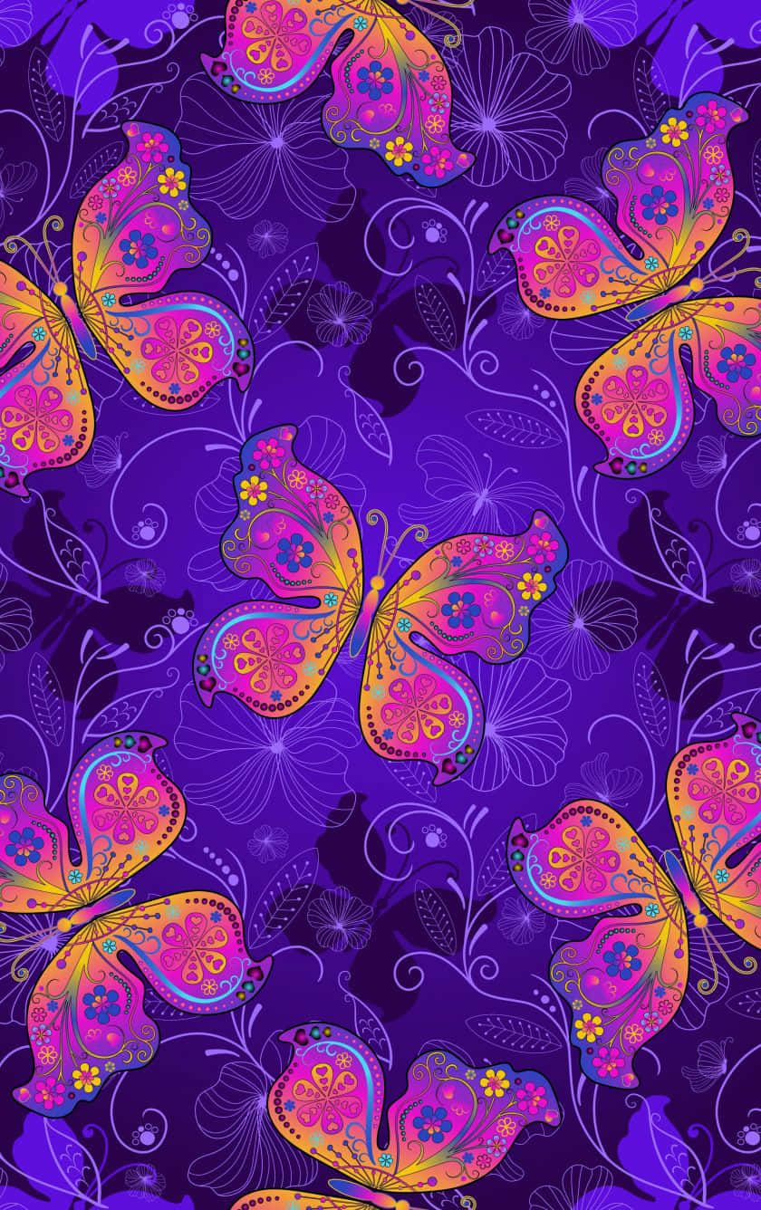 Cute Purple Butterfly Artsy Background