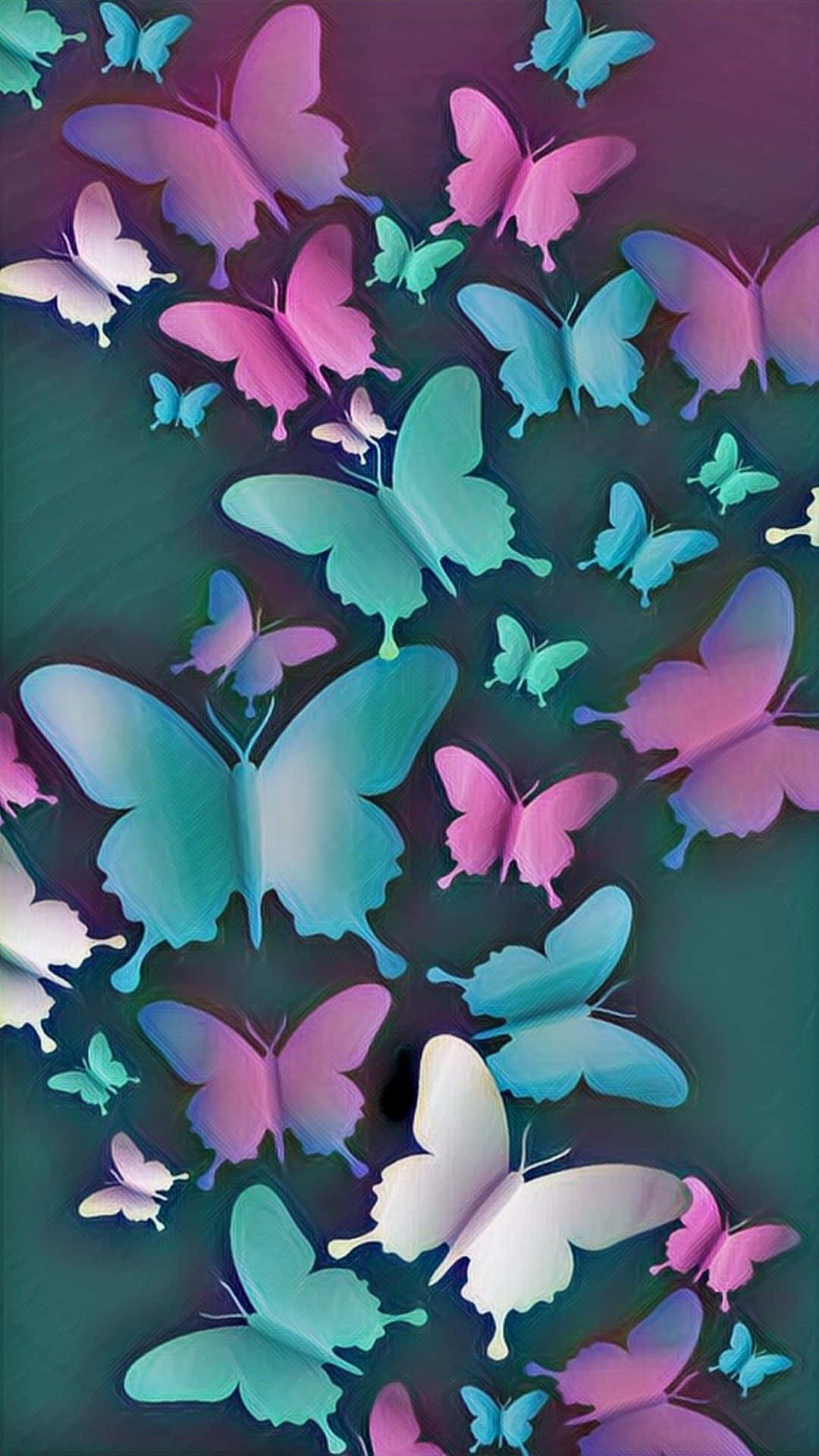 Cute Purple Butterfly Blue Gradient Background