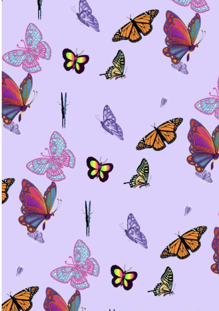 Cute Purple Butterfly Different Wings Background