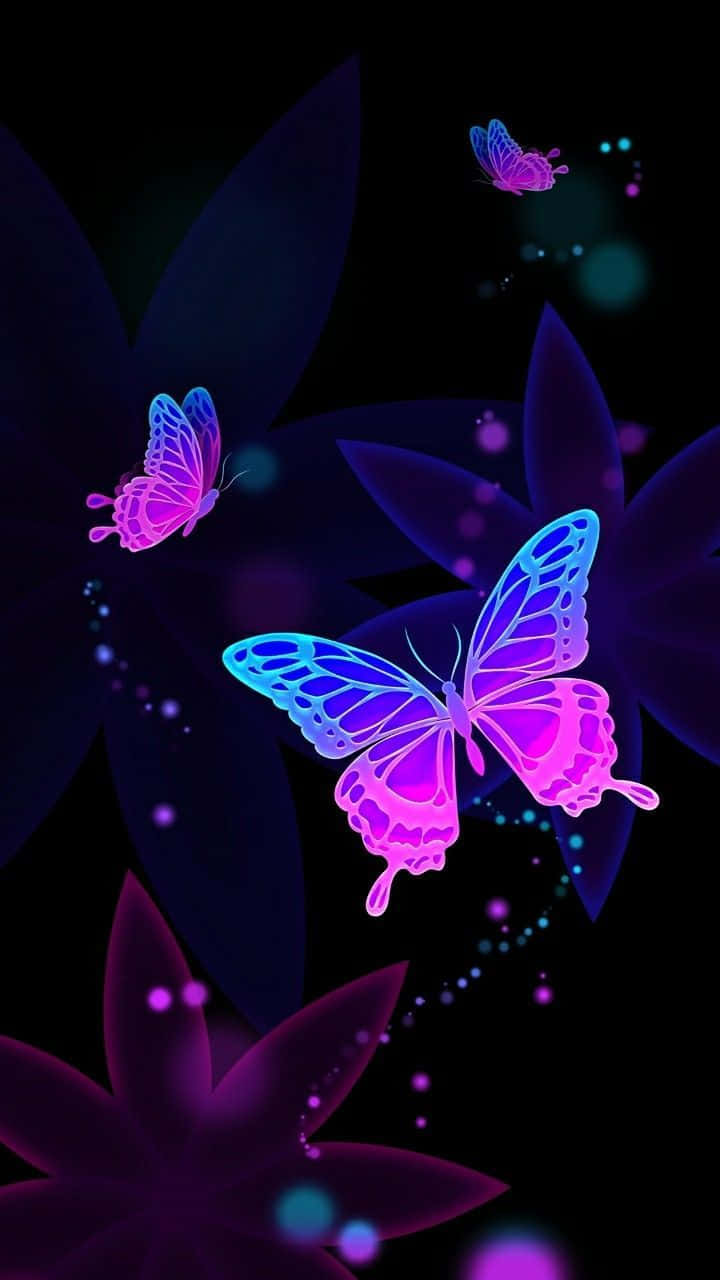 Cute Purple Butterfly Glow In The Dark Background