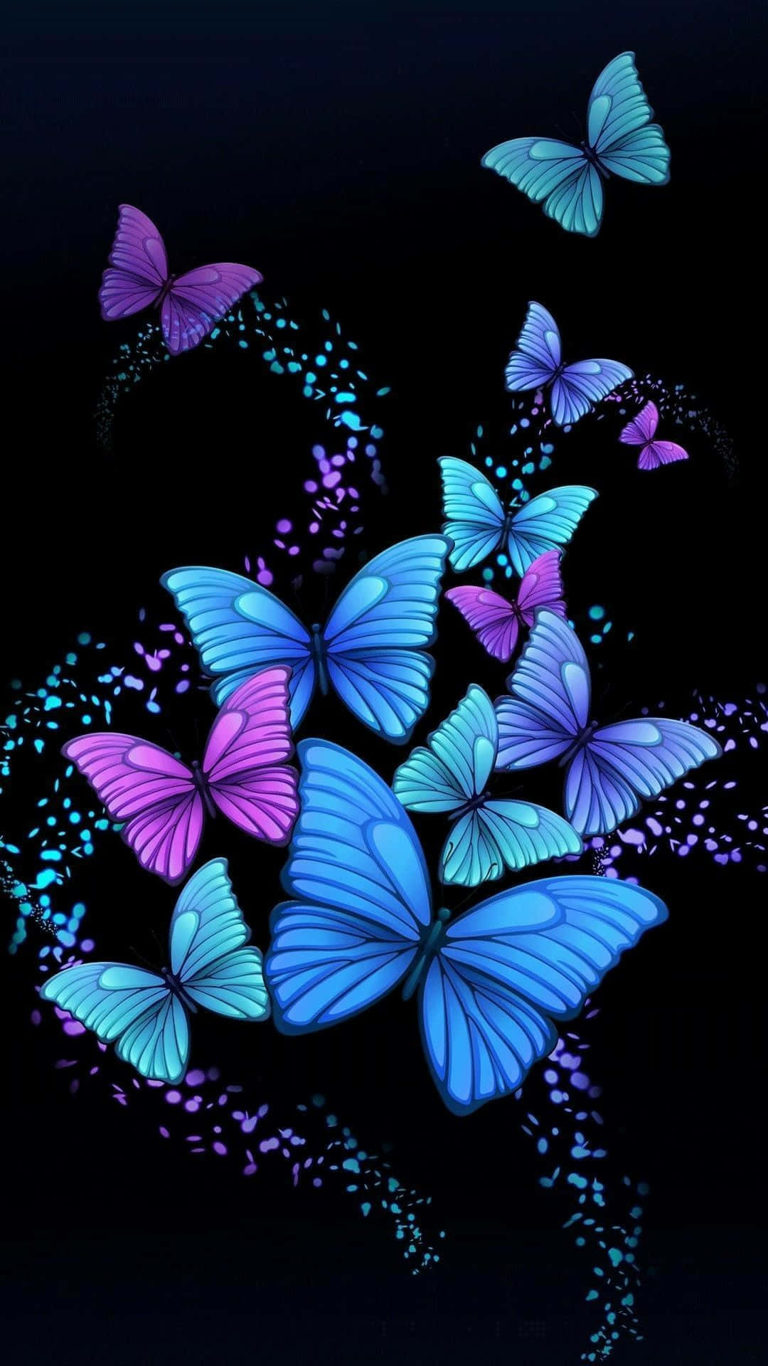 Cute Purple Butterfly Kaleidoscope Background