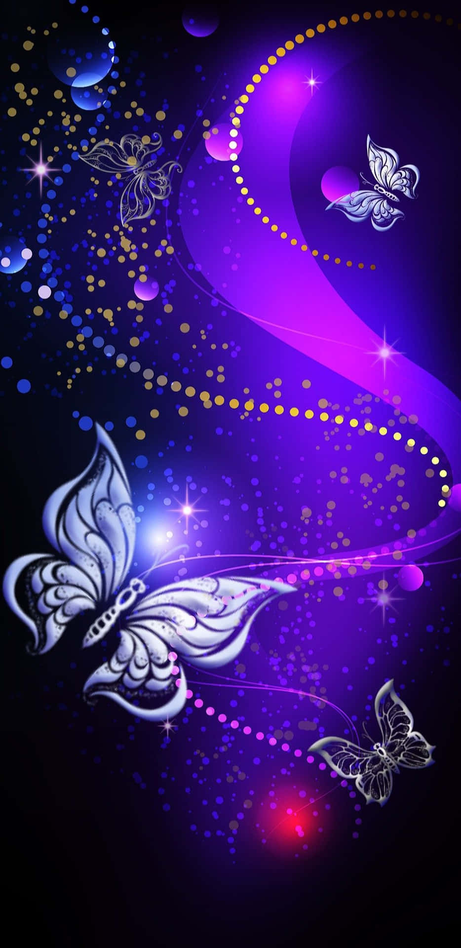 Cute Purple Butterfly Magical Design Background