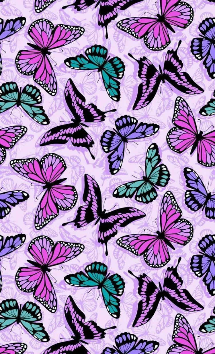 Cute Purple Butterfly Pattern Background