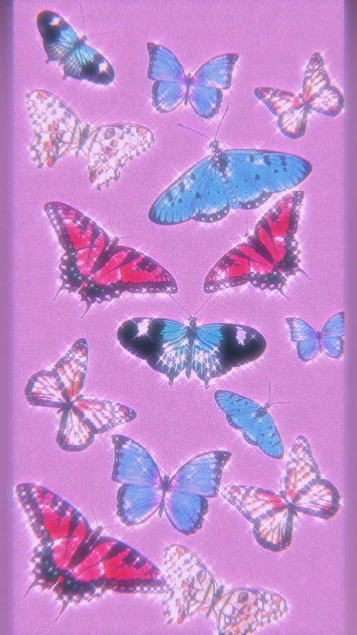 Cute Purple Butterfly Sparkly Stickers Background