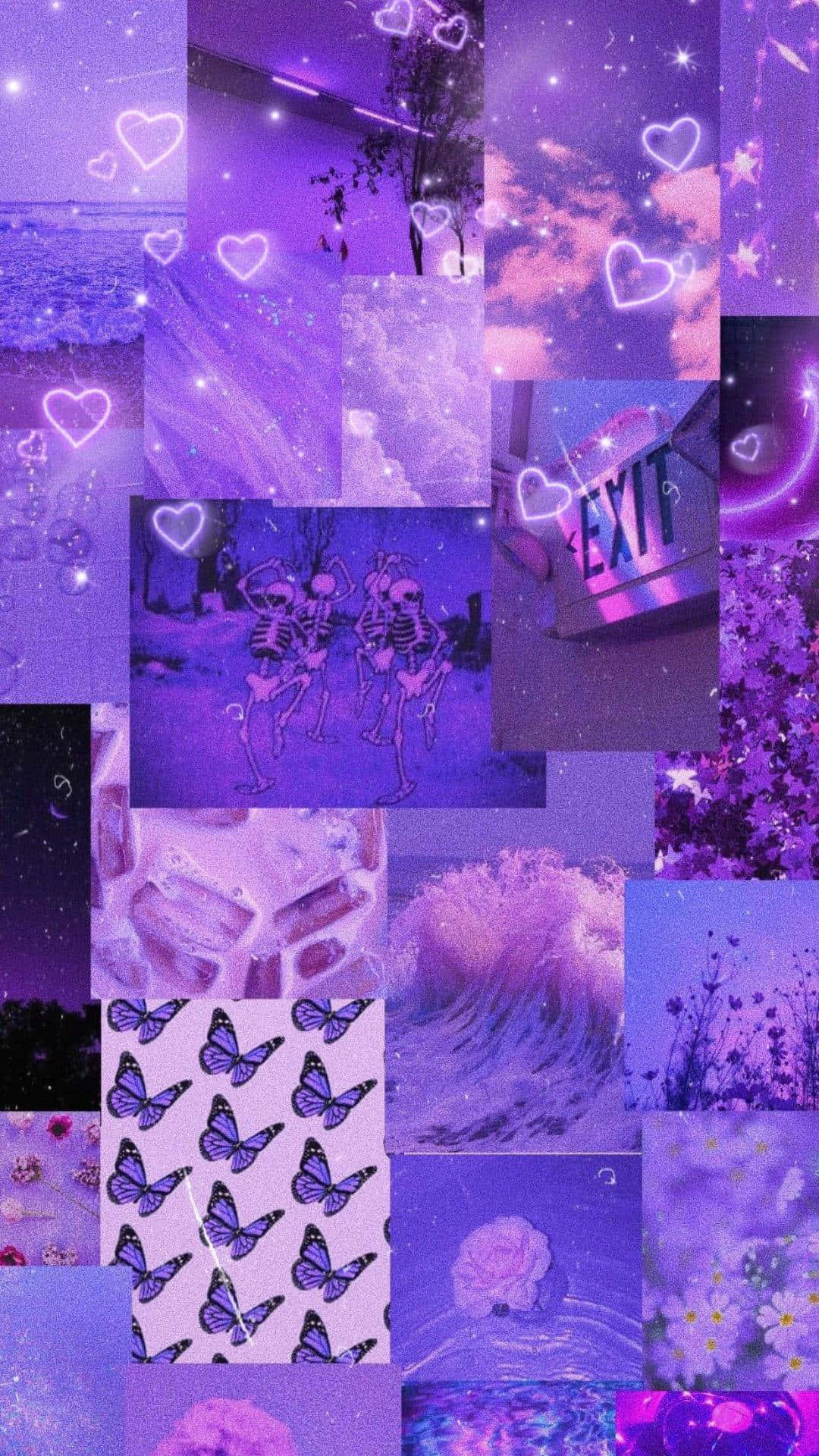 Cute Purple Collage Phone Background