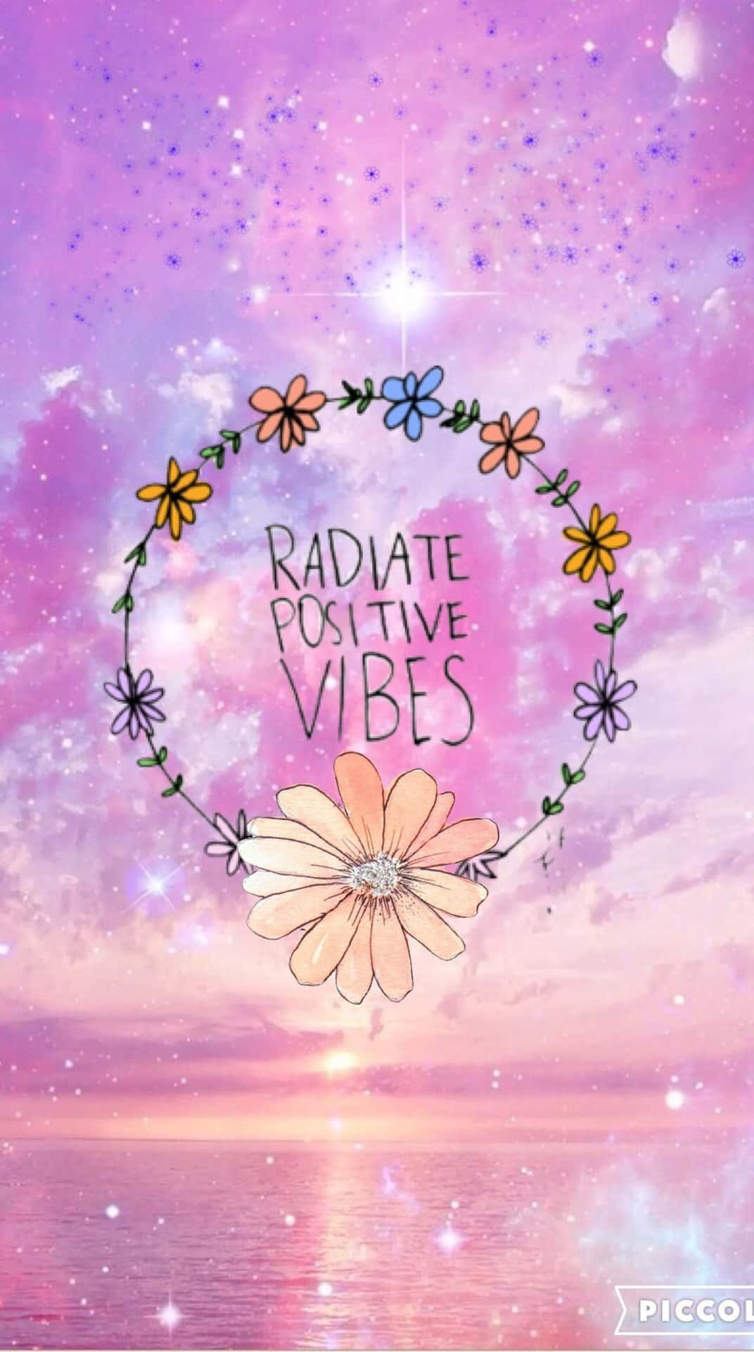 Cute Purple Pastel Radiate Positive Vibes Background