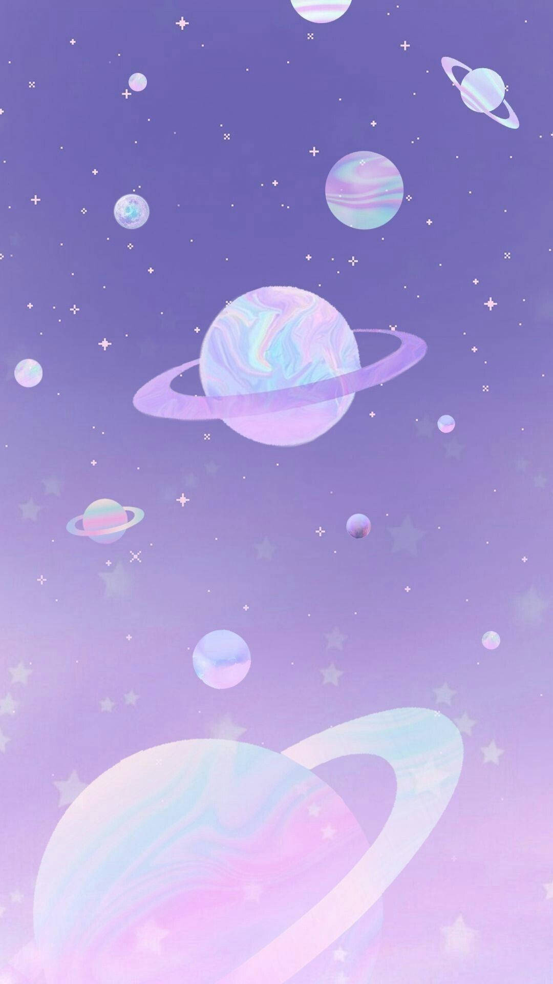 Cute Purple Planets Aesthetic Phone Background
