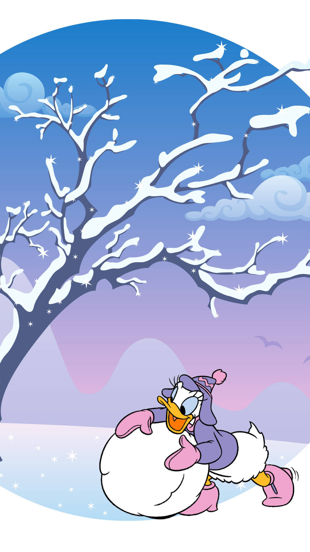 Cute Purple Winter Attire Daisy Duck Background