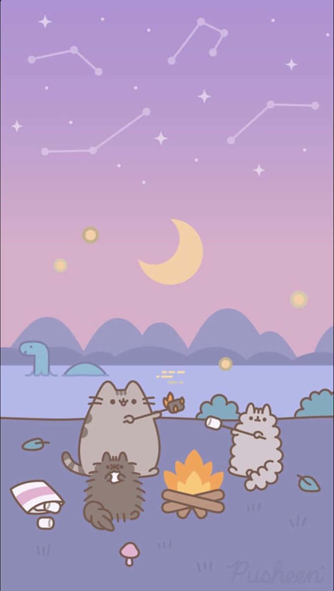 “cute Pusheen Cat Ready For Cuddles!” Background