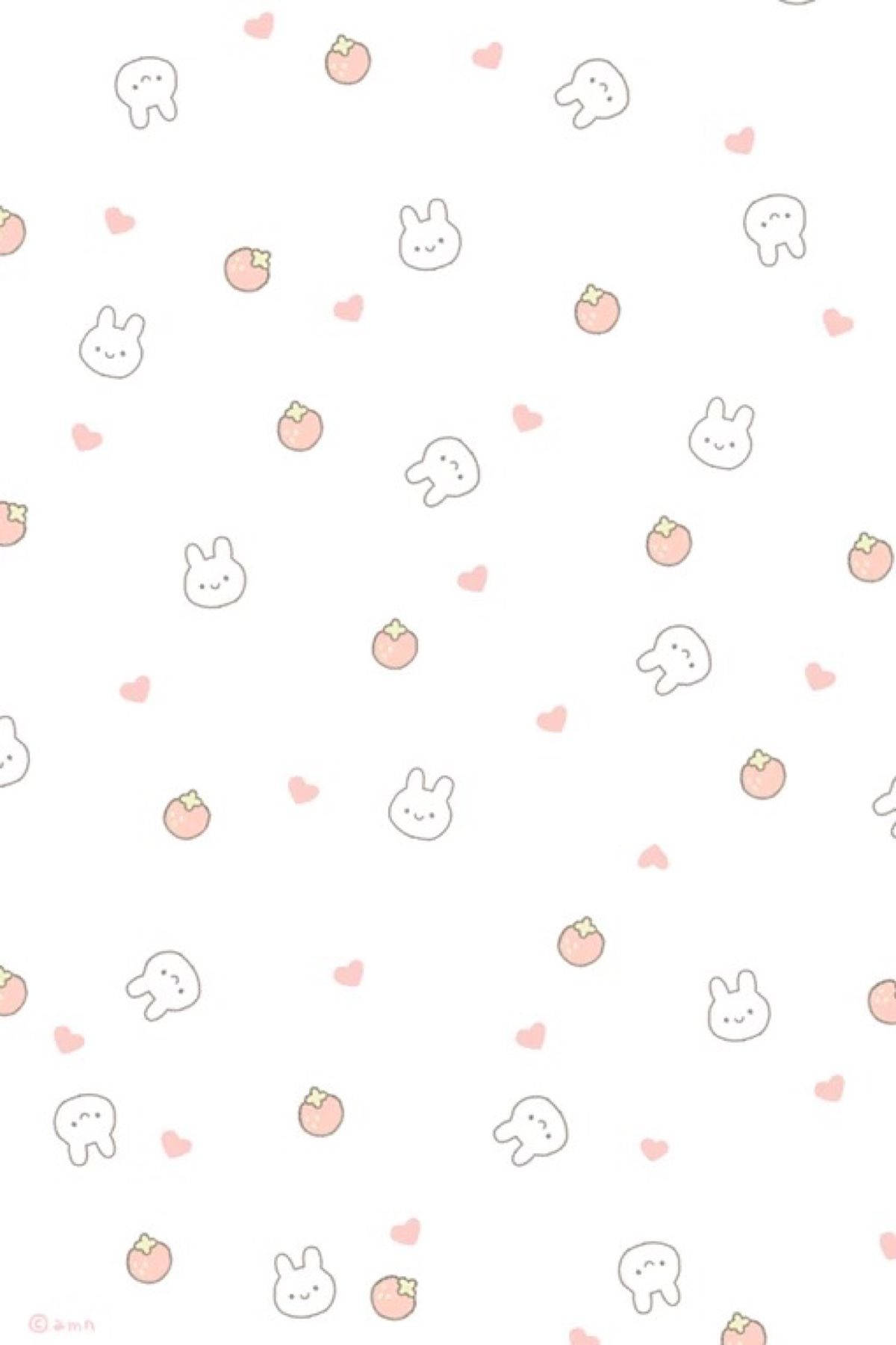 Cute Rabbits And Strawberries Pattern Background