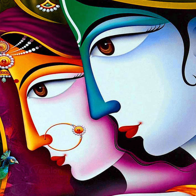 Cute Radha Krishna Faces Background