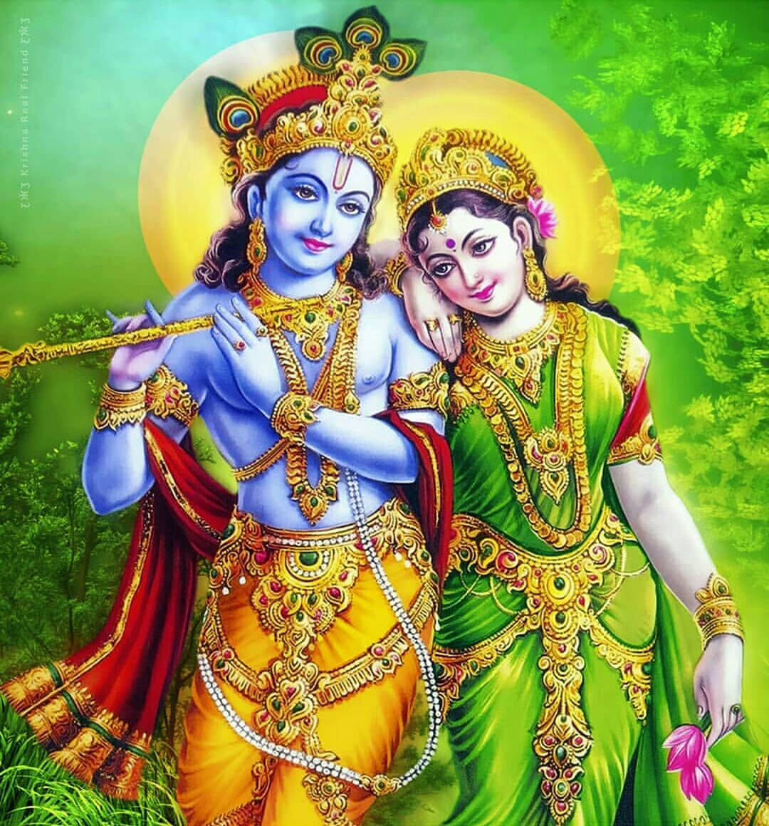 Cute Radha Krishna Heart Sun