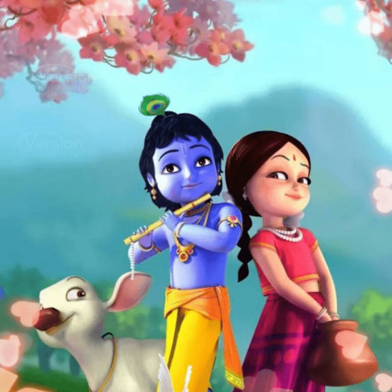 Cute Radha Krishna Spring Art