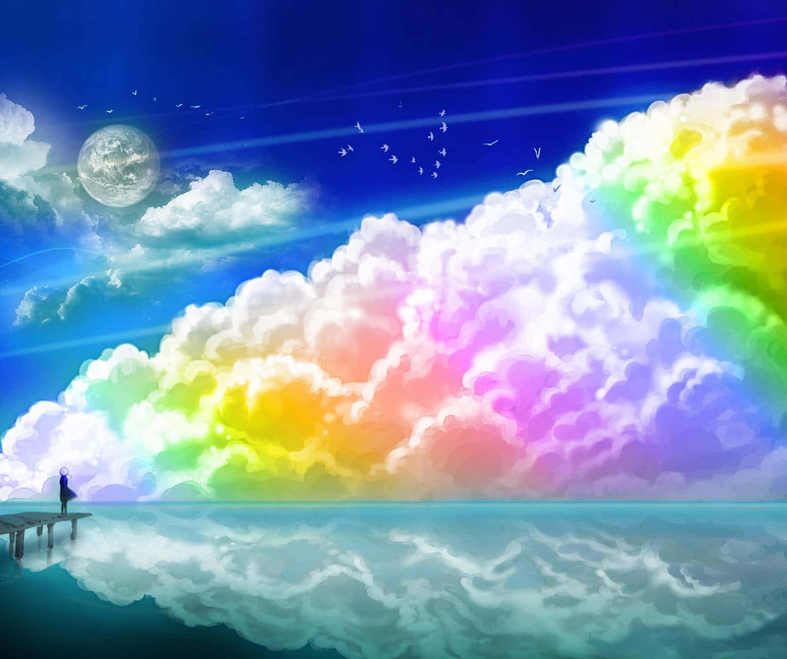 Cute Rainbow Clouds Background