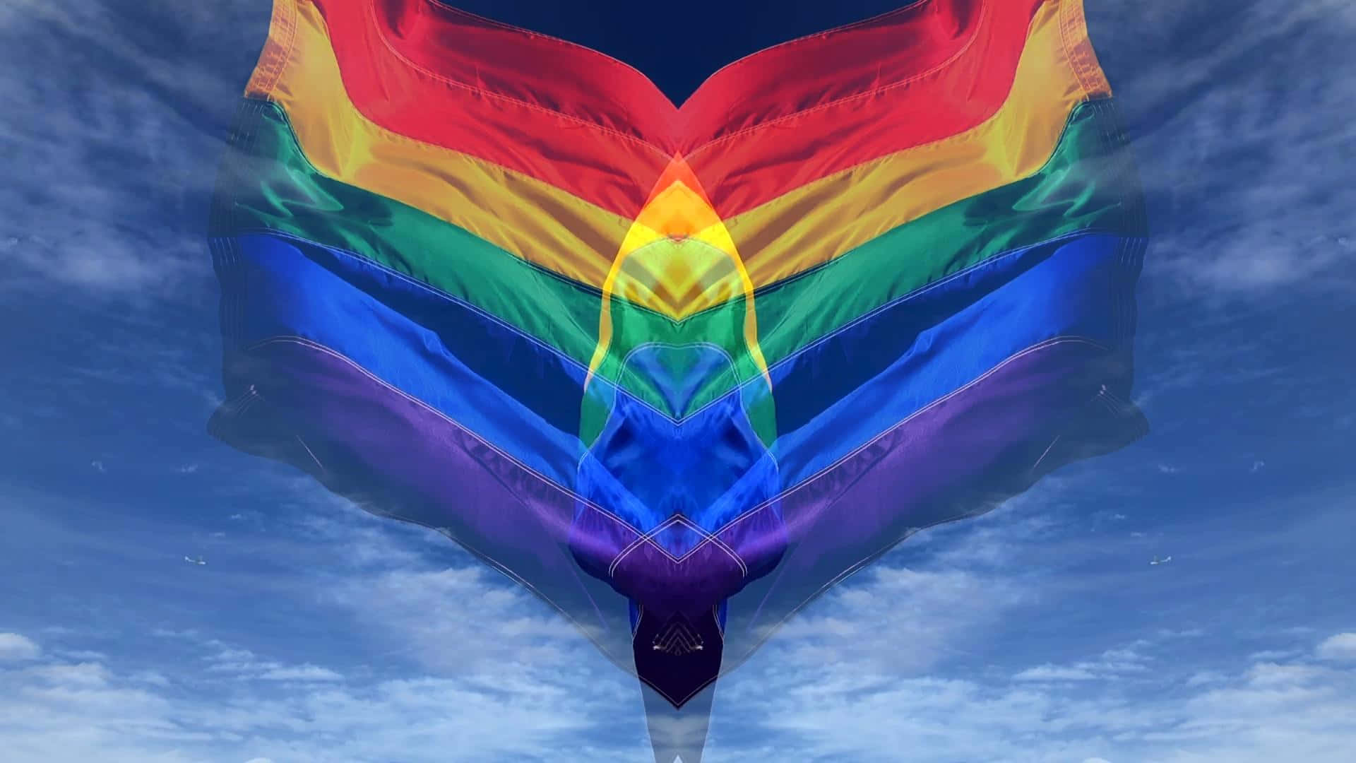 Cute Rainbow Lgbt Flag In The Sky Background