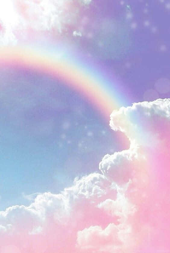 Cute Rainbow Pink Clouds Background