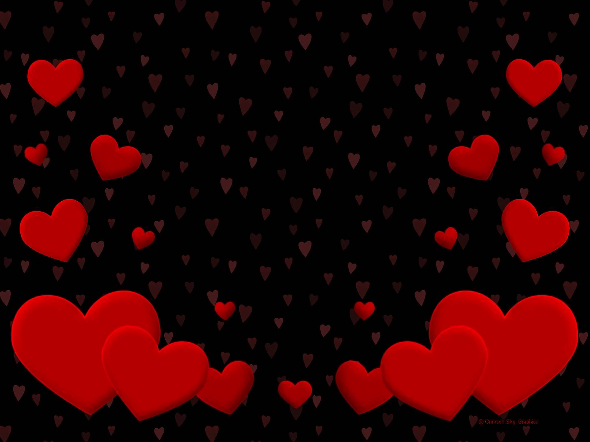 Cute Red And Black Love Heart Background