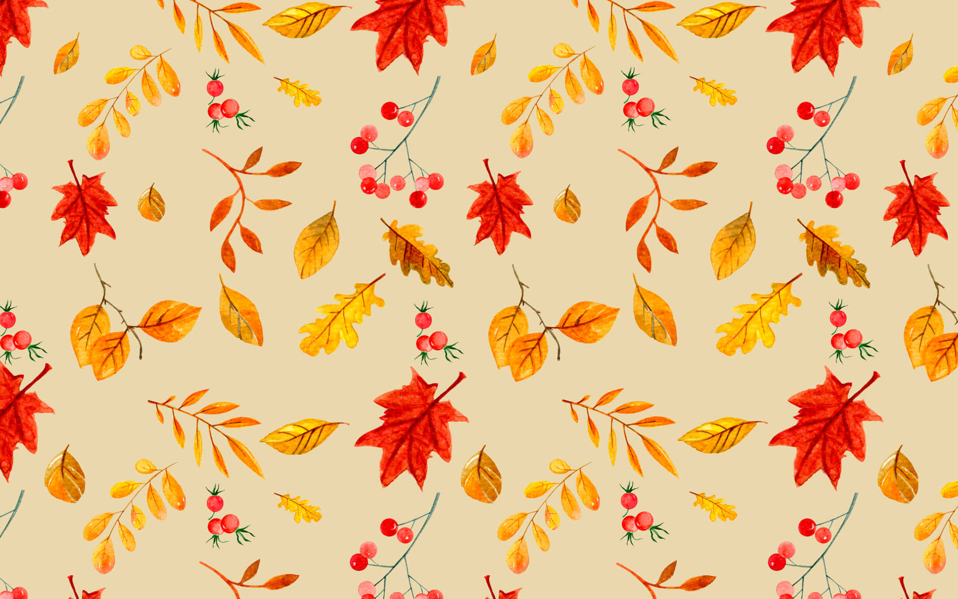 Cute Red And Yellow Leaves Background
