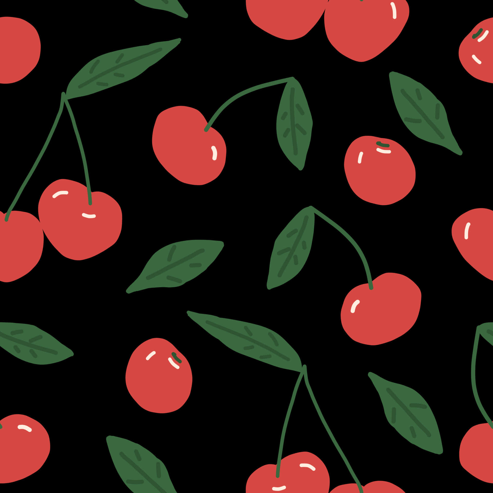 Cute Red Cherries Digital Drawing