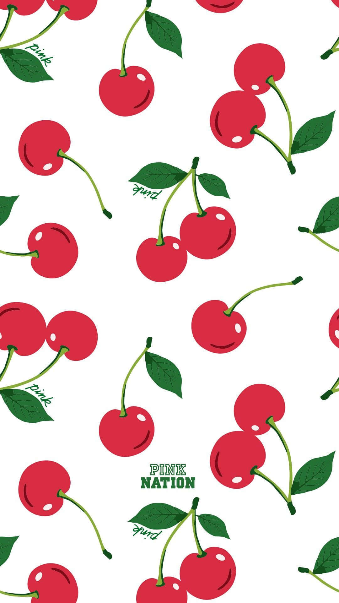 Cute Red Cherries Pink Nation Logo Background