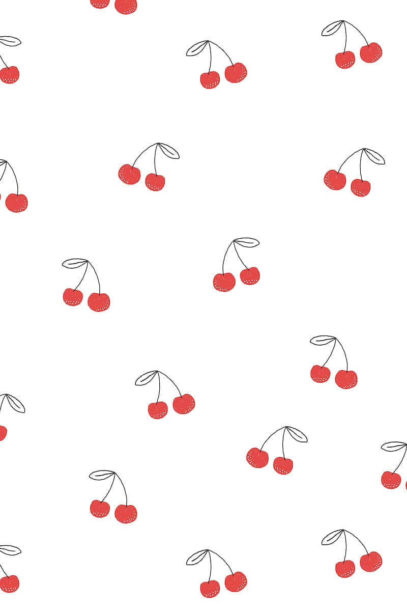 Cute Red Cherries With Thin Black Stem Background