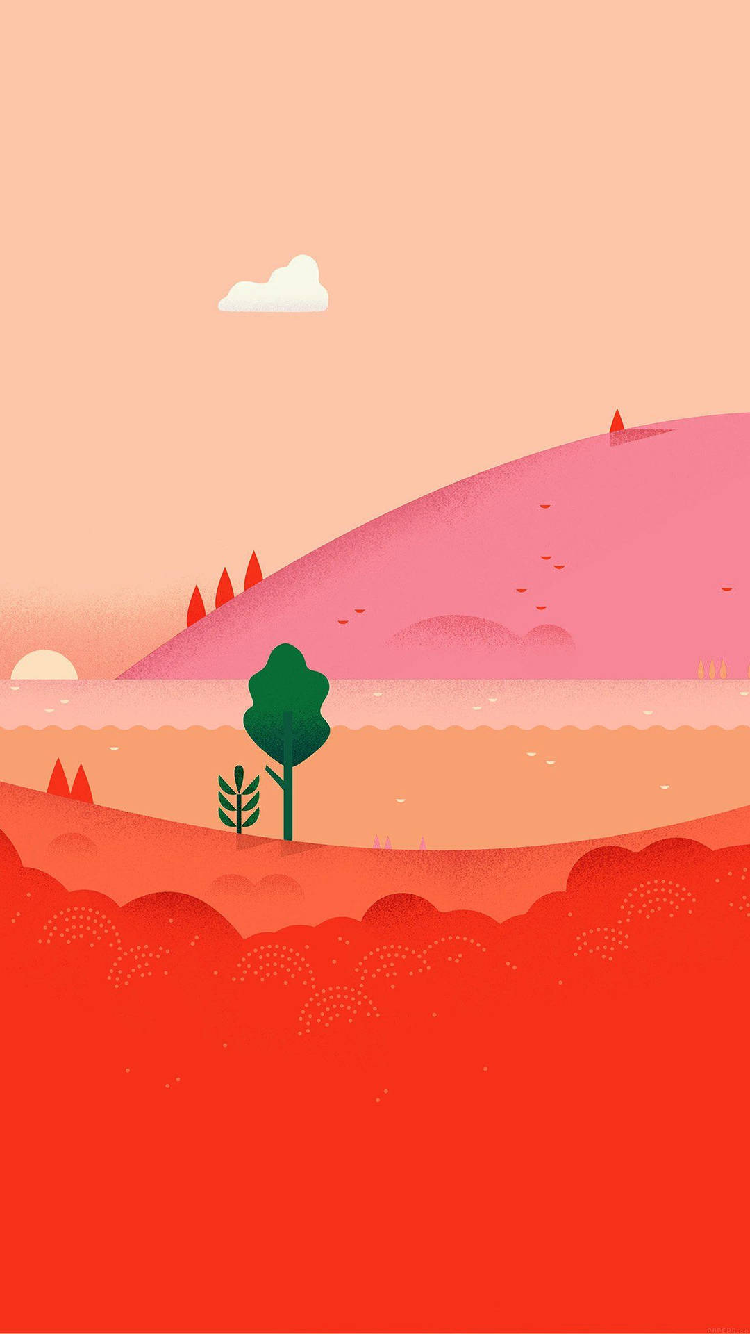 Cute Red Mountain Background