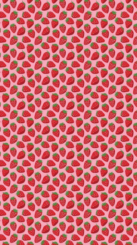 Cute Red Seamless Strawberries Iphone Background