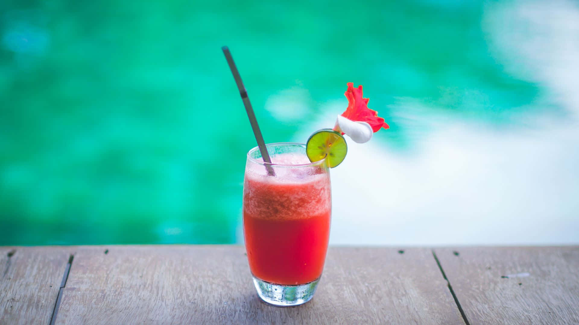 Cute Red Slushy With Cucumber Background