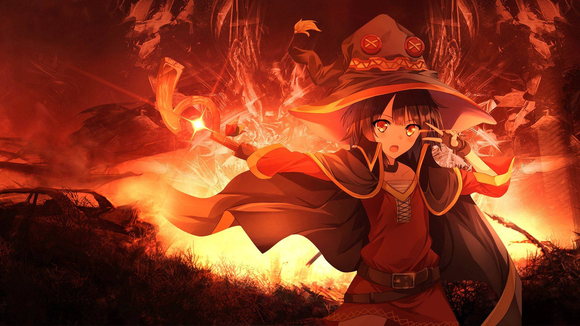 Cute Red Witch Megumin Background
