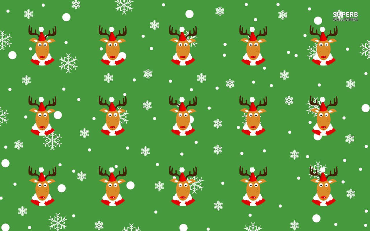 Cute Reindeer Christmas Pattern Background