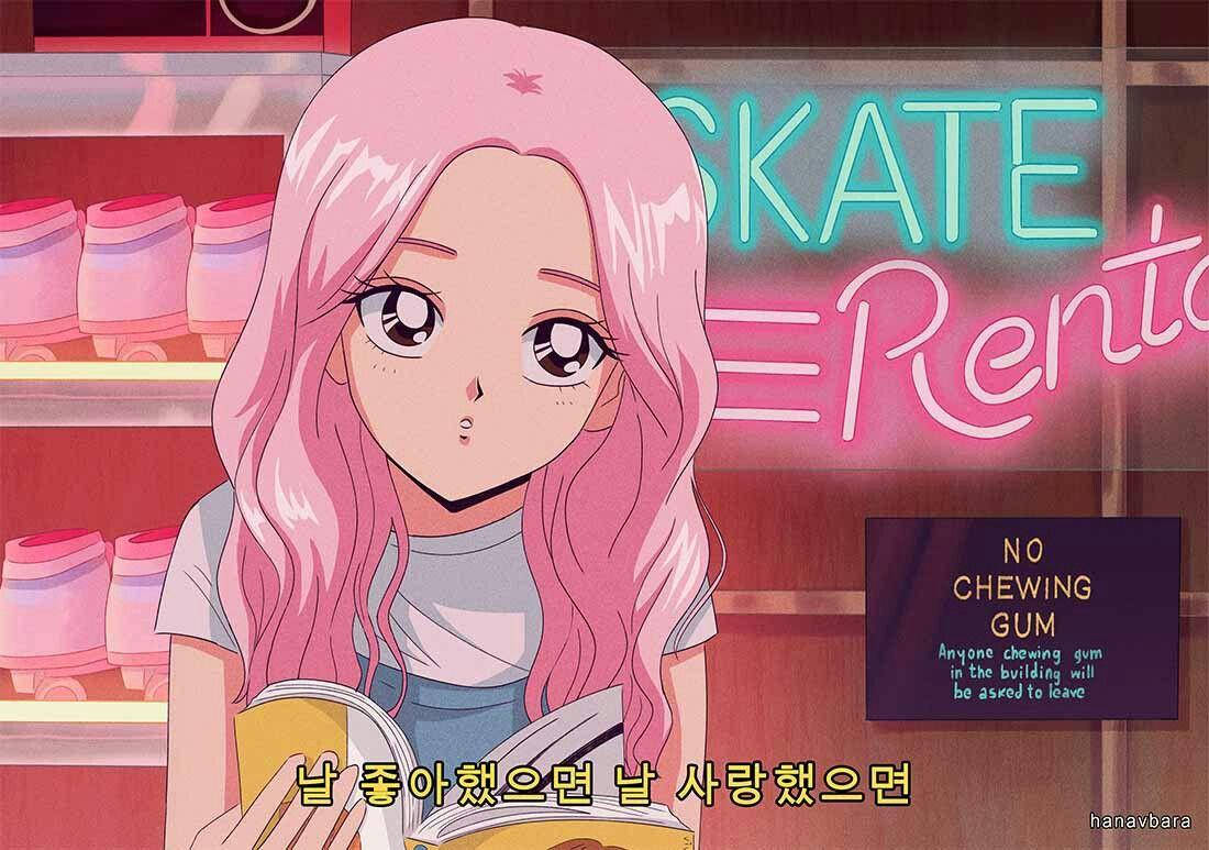 Cute Retro Anime Aesthetic Girl Background