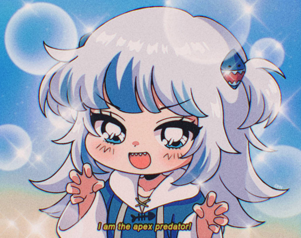 Cute Retro Anime Aesthetic Gura Shark