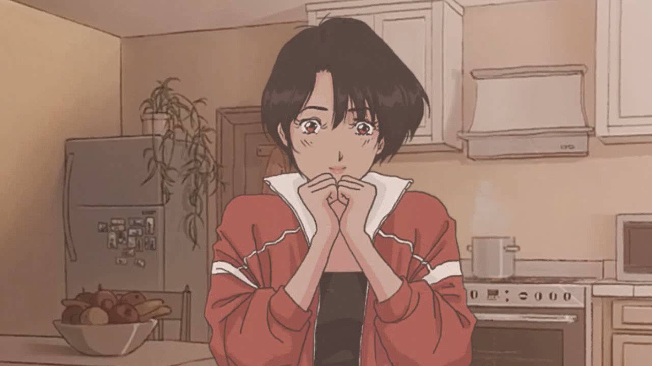 Cute Retro Anime Aesthetic Kitchen Background