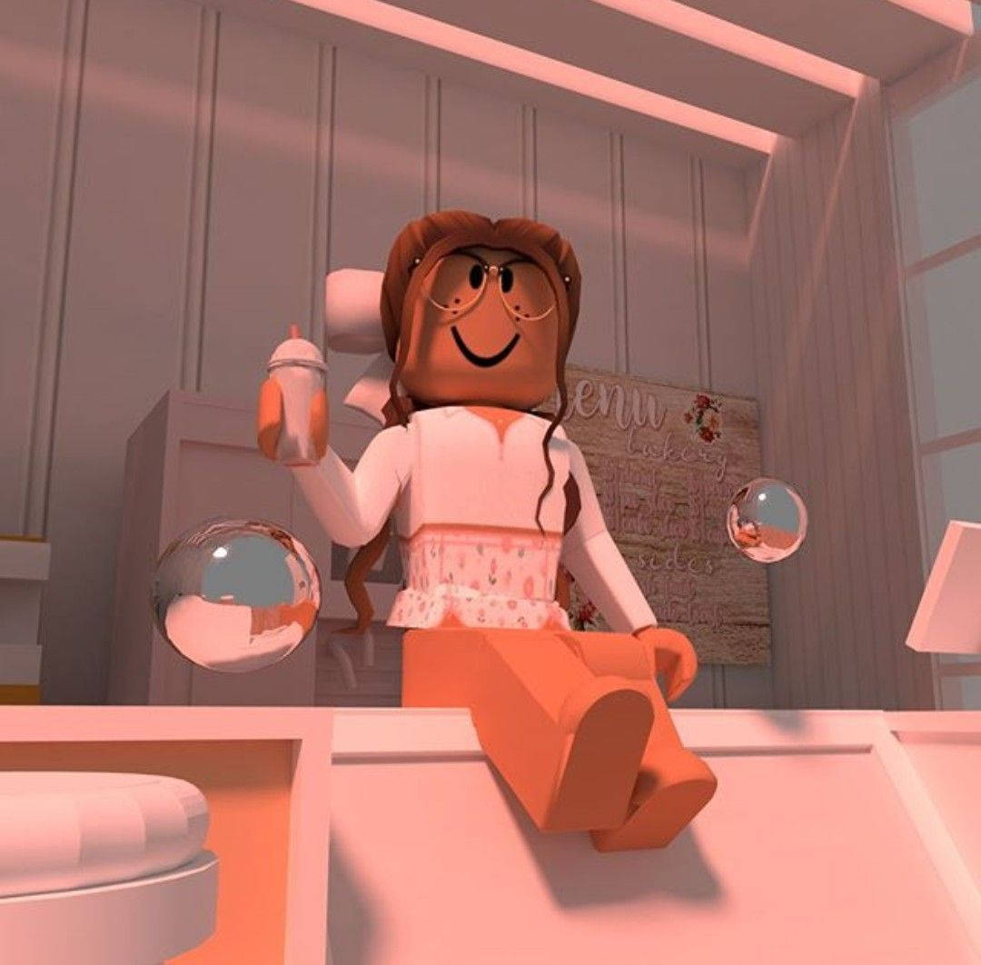 Cute Roblox Girl In Pantry Background